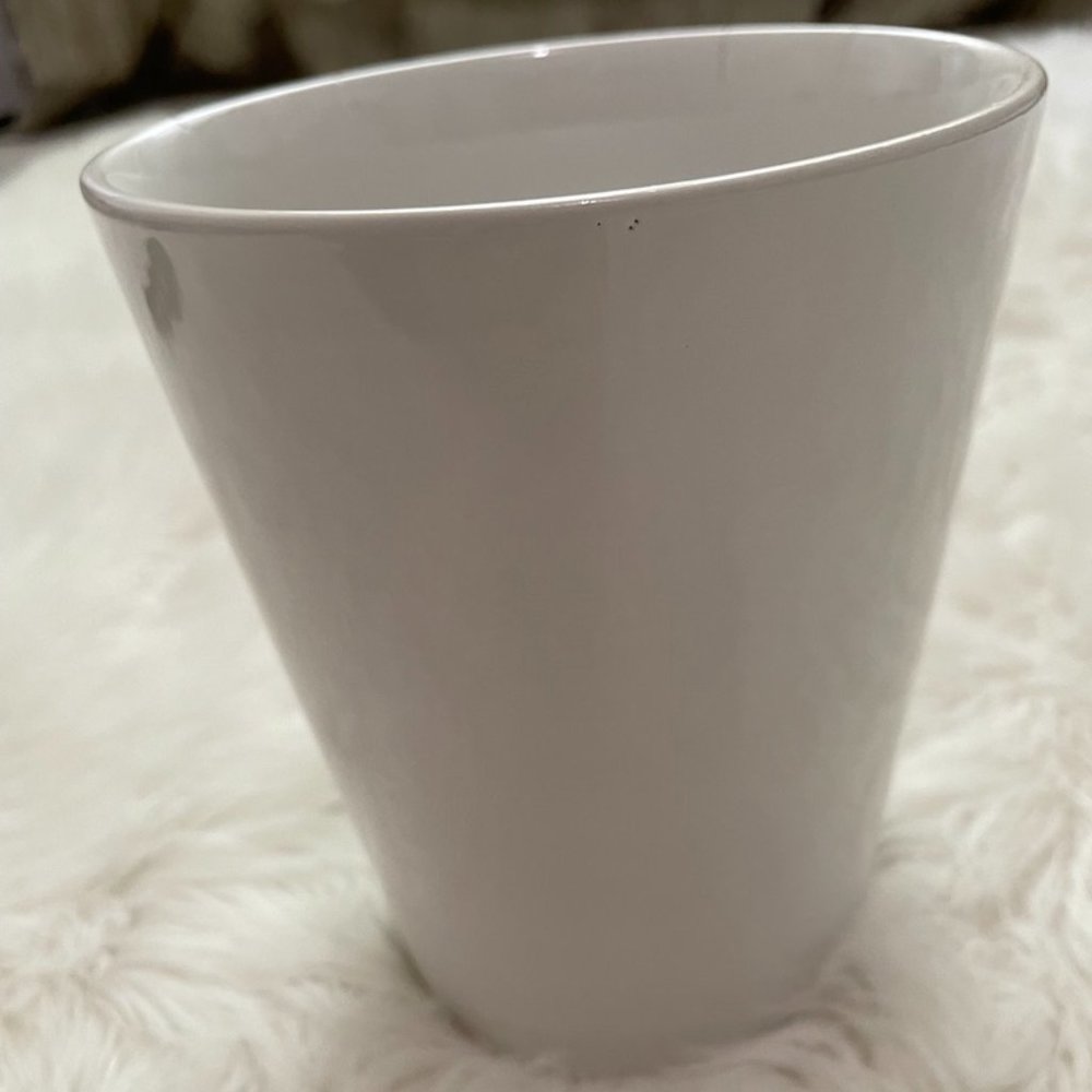 Tall 5" glossy white ceramic planter pot